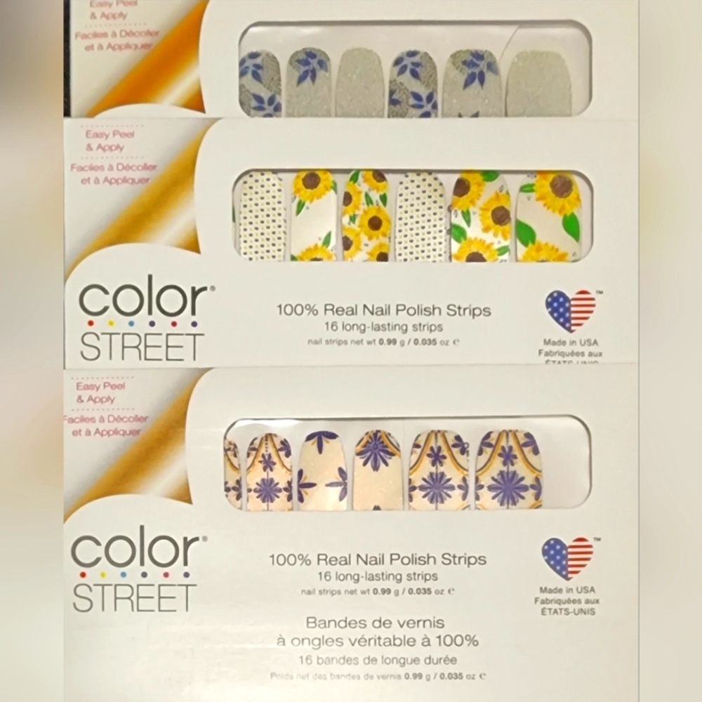 Bundle of 3 retired flower inspired Color Street sets